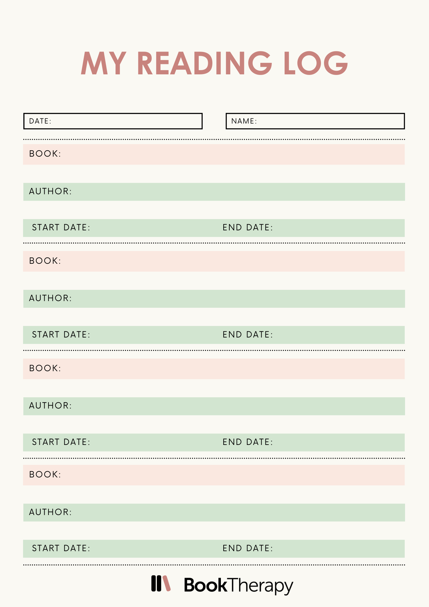 Reading Log Tips My Reading Log | Book Therapy